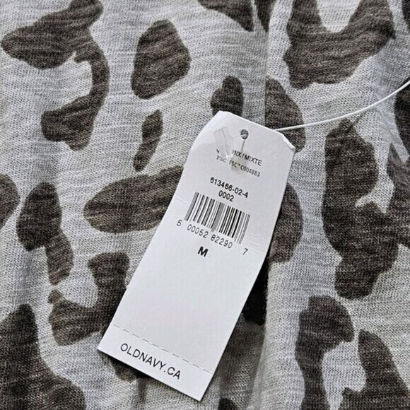 Old Navy Shirt Dress Womens M Beige Snow Leopard Cinched Waist SS Summer Cottage - Picture 10 of 16